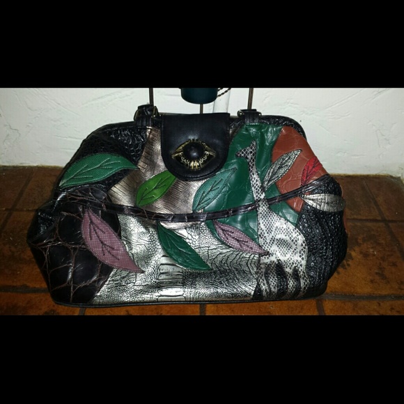 Leather Safari print vintage handbag/clutch