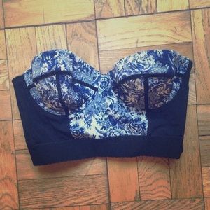 TOPSHOP strapless printed bra top/crop top