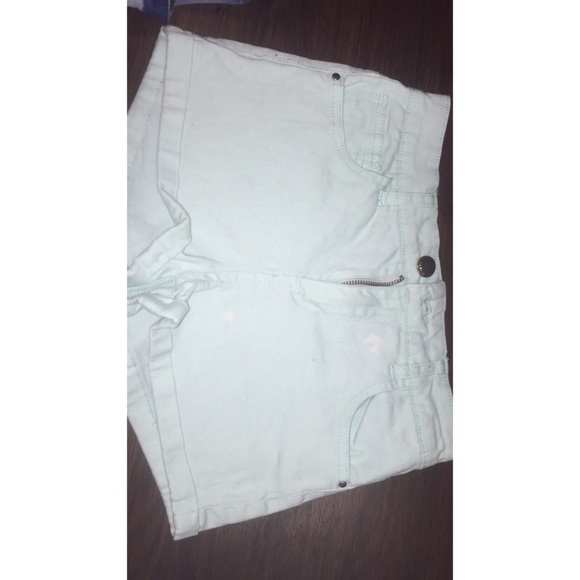 Light teal high waisted shorts