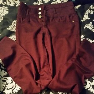Refuge burgundy high top skinny jeans