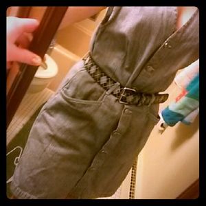 Striped denim romper