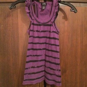 Ribbed black and purple tank top