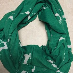 Green infinity scarf with white reindeer