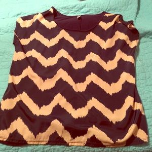 Very cute navy blue and tan top