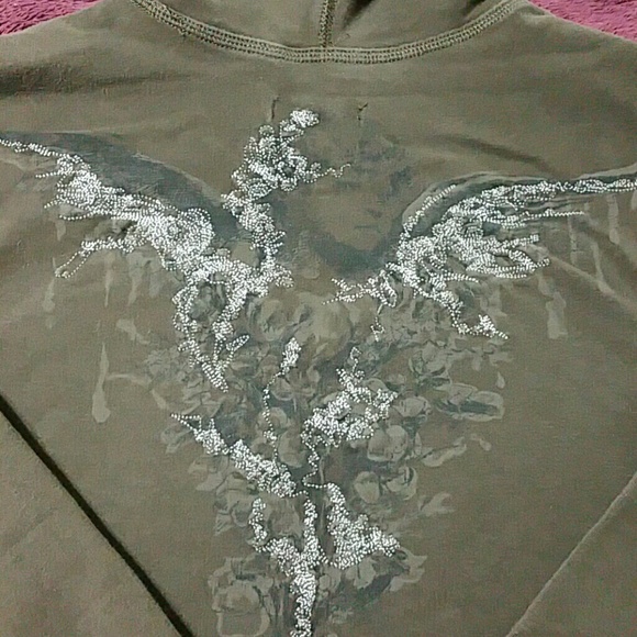 Calvin Klein Jeans Army Green Olive Zip Hoodie - Picture 3 of 4