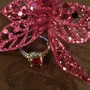 Sterling silver celtic ruby CZ ring