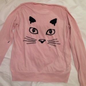 Soft pink cat face sweater