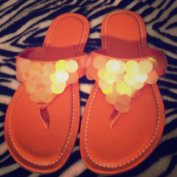Orange Sequin Sandals