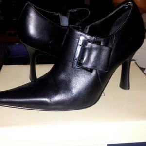 Black Heel Leather Shoe Boots