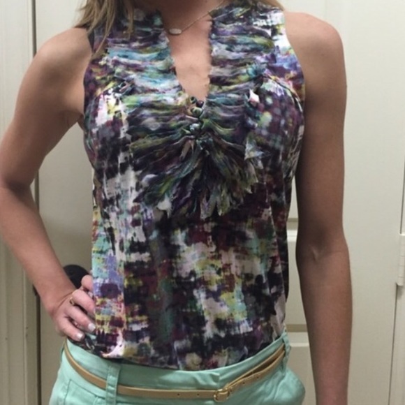 Anthropologie cotton, colorful sleeveless top