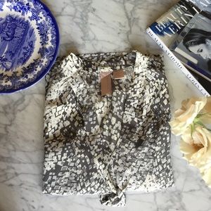 Nordstrom silk top w/ tie front and wing sleeves