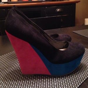 NBW Colorblock Wedge Platform Heels