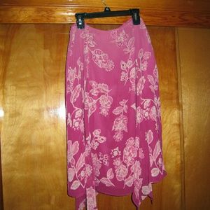 Pink floral hankie hem.skirt