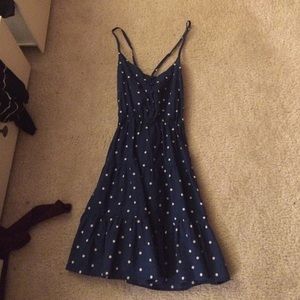 blue&white polka dotted dress