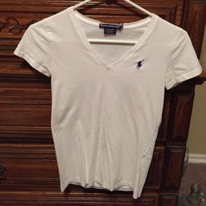 White polo v-neck