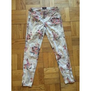 Floral print ankle zip jeggings