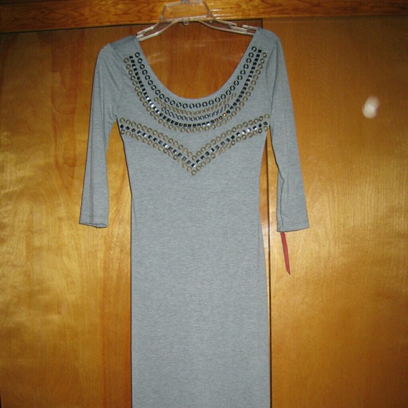 Gray jersey knit maxi dress