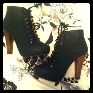 Lace up heel booties
