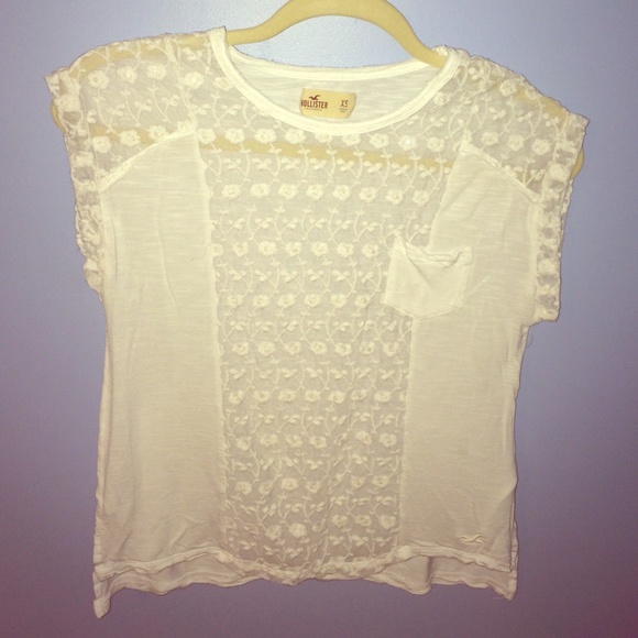 Hollister tee, sheer front with sequins