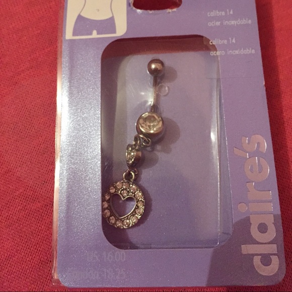 Brand new heart shaped dangly belly button ring