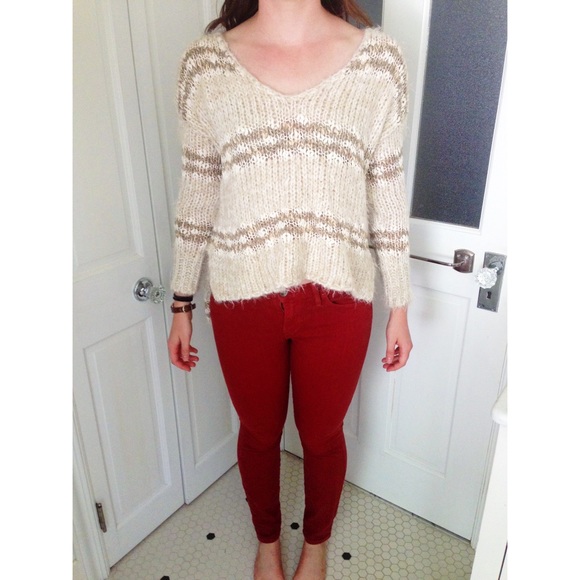 {Free People} Cream Knit Sweater - Picture 2 of 5