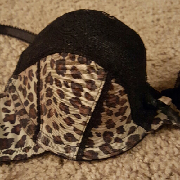 NWT black/cheetah print bra & panties set 32B & M - Picture 3 of 4