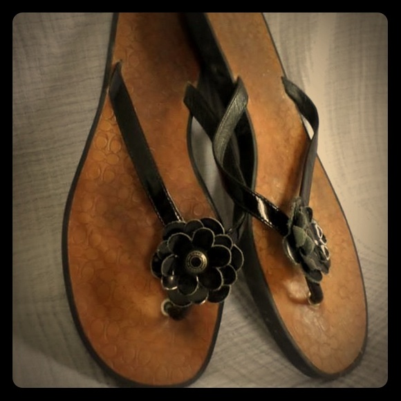 Coach Flip Flops, patent leather, sz 10