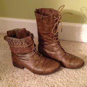 Brown Leather Combat Boots