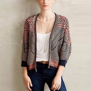 Petite XS Anthropologie Jacquard Circle cardigan