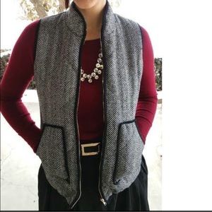 J. Crew herringbone grey quilted vest