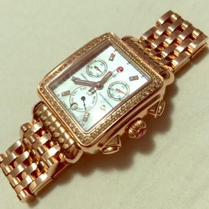 Rose Gold Michele Deco Watch with Diamonds