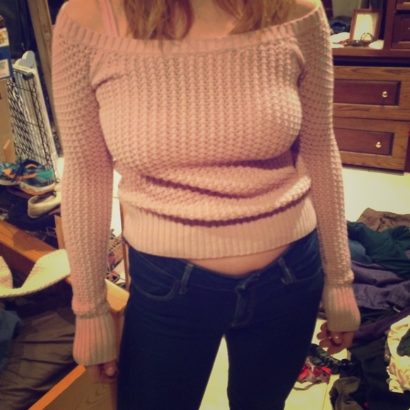 Pink off the shoulder sweater