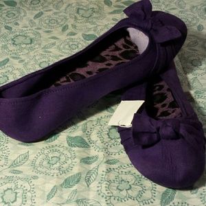Purple flats with bow