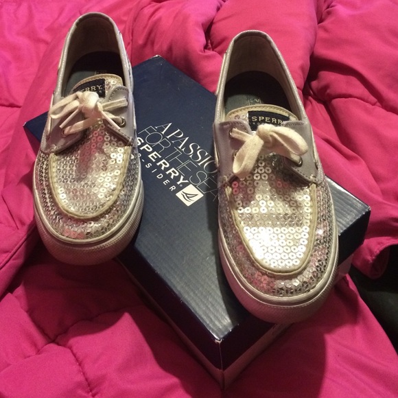 *AUTHENTIC* Sperry bahama silver sequins