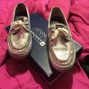 *AUTHENTIC* Sperry bahama silver sequins