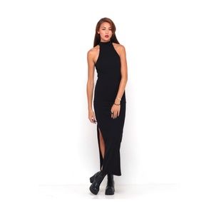 Black maxi doubleslit dress
