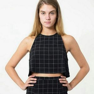 American Apparel Grid Print Lulu Crop Top