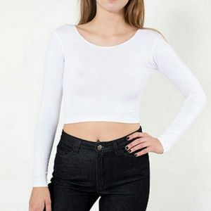 American Apparel White Long Sleeved Crop Top