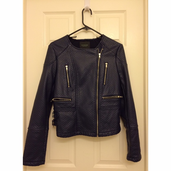 Piperlime Navy Sweater Moto Jacket