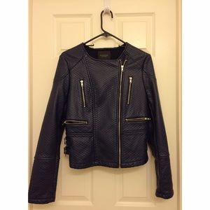 Piperlime Navy Sweater Moto Jacket