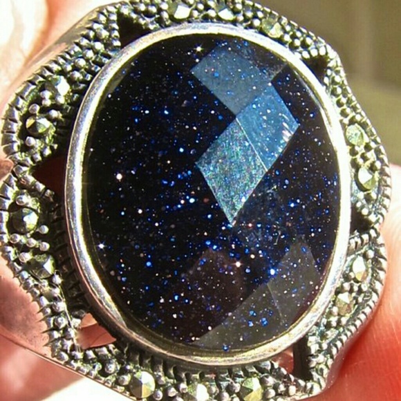 ❌Vintage Sterling Silver Goldstone/Marcasite Ring - Picture 4 of 4