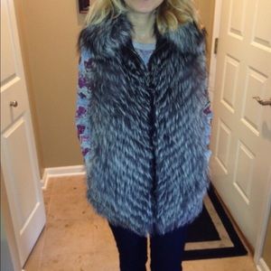 Fur vest, silver fox, size L