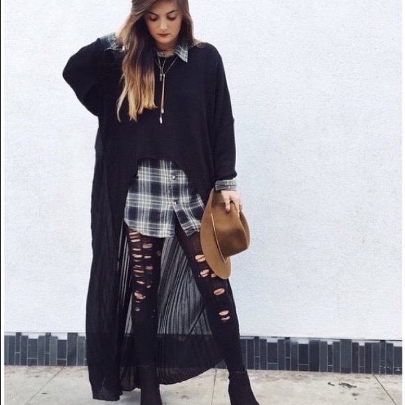 LF sweater with sheer back and mesh tank small