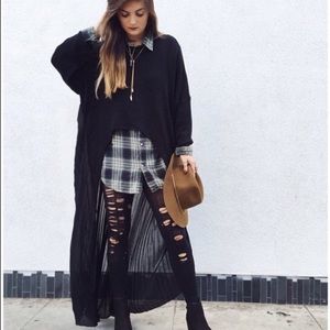 LF sweater with sheer back and mesh tank small