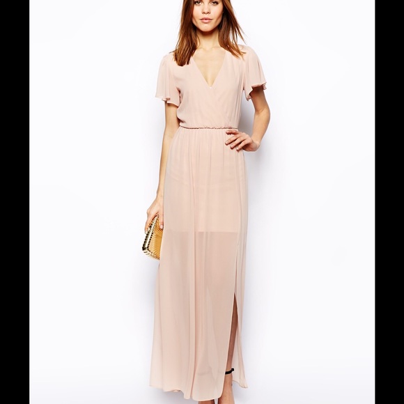 ASOS Nude Pink Chiffon Dress