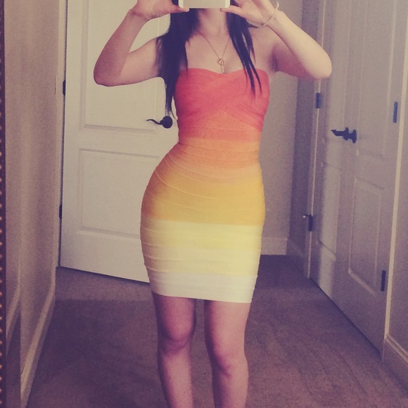 Hervé Léger Style Ombré Bandage Dress