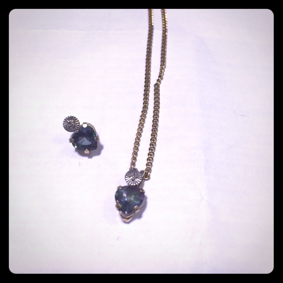Mystic Topaz 10k Gold Diamond Pendant Necklace