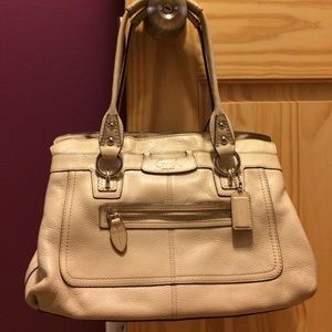 White leather Coach bag