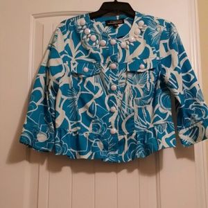 White & turquoise jacket