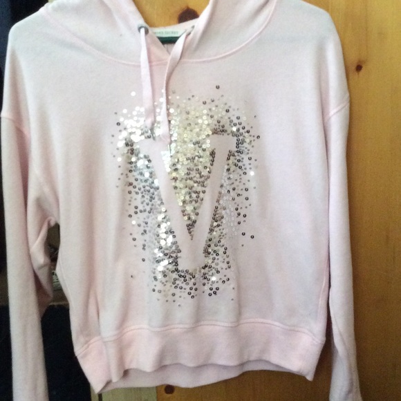 SALE Dolman top, pink sparkle "v" hoodie.